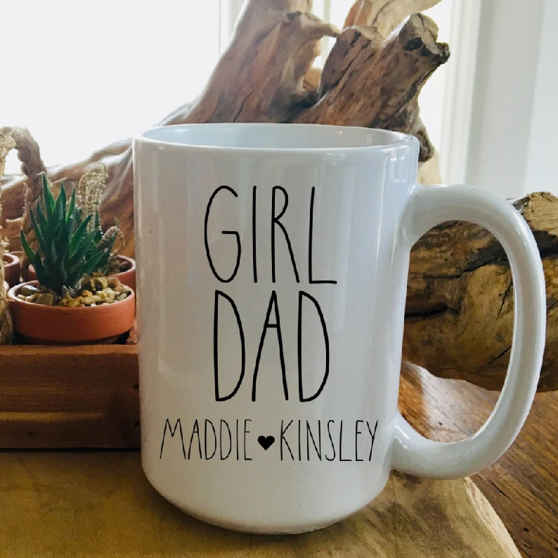 Personalized Girl Dad Mug Personalized Dad Mug With Custom Name Fathers Day Gift From Daughters